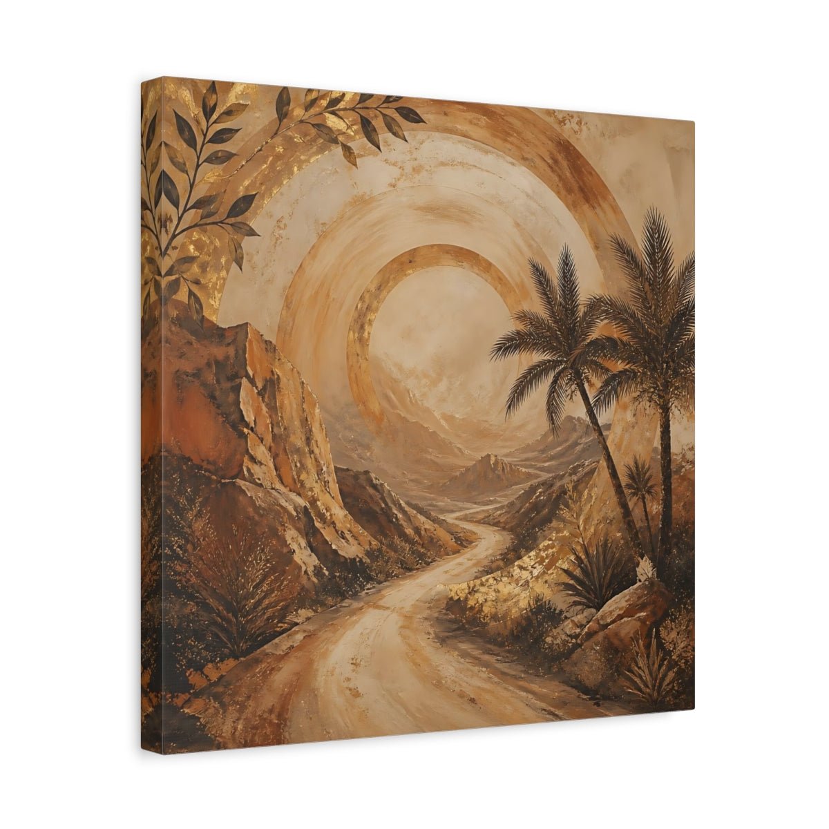 Nature Desert Landscape Brown And Gold Canvas Print – Textured Decor for Living Room, Above Sofa - YesArtYes