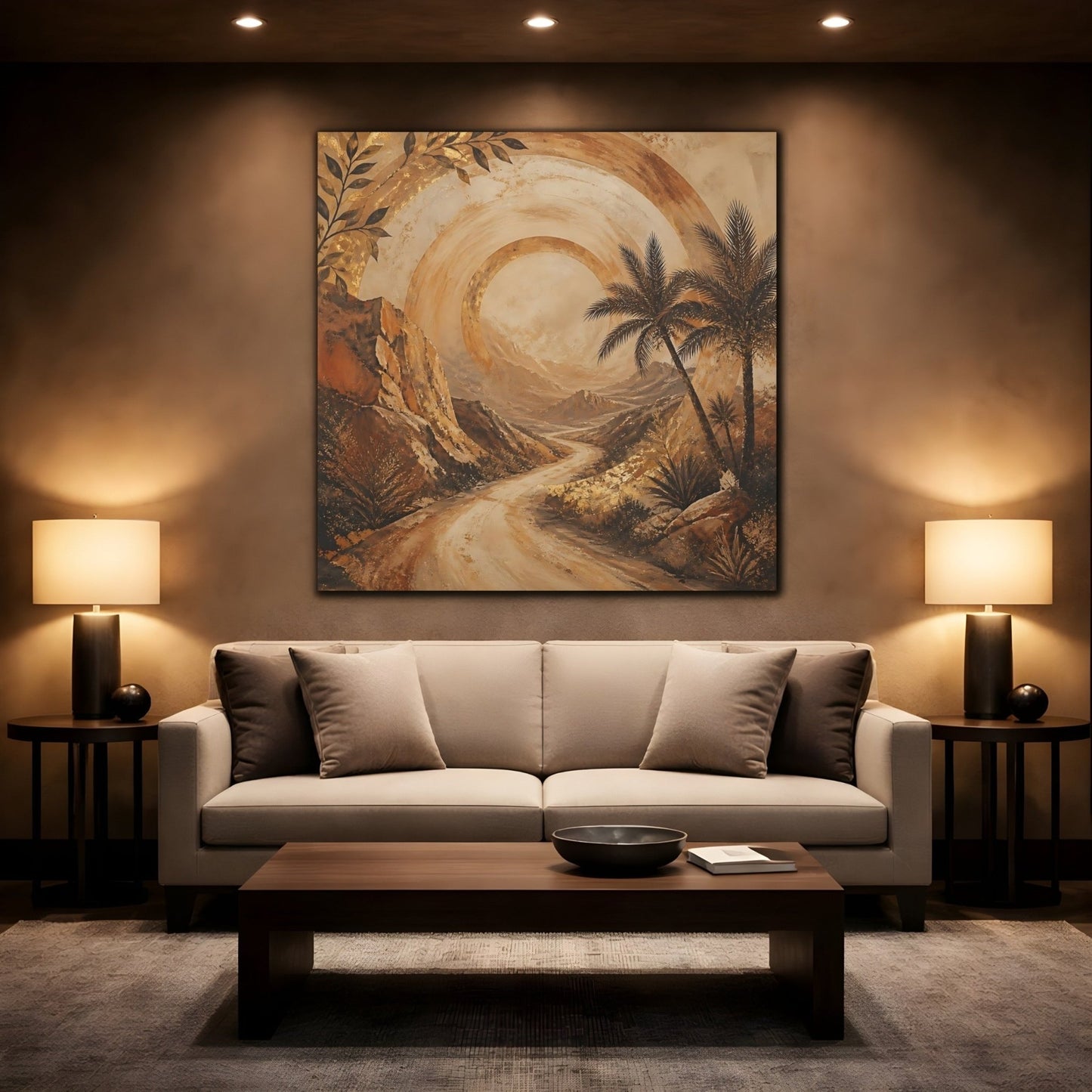 Nature Desert Landscape Brown And Gold Canvas Print – Textured Decor for Living Room, Above Sofa - YesArtYes