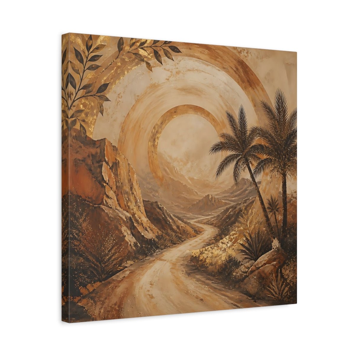 Nature Desert Landscape Brown And Gold Canvas Print – Textured Decor for Living Room, Above Sofa - YesArtYes