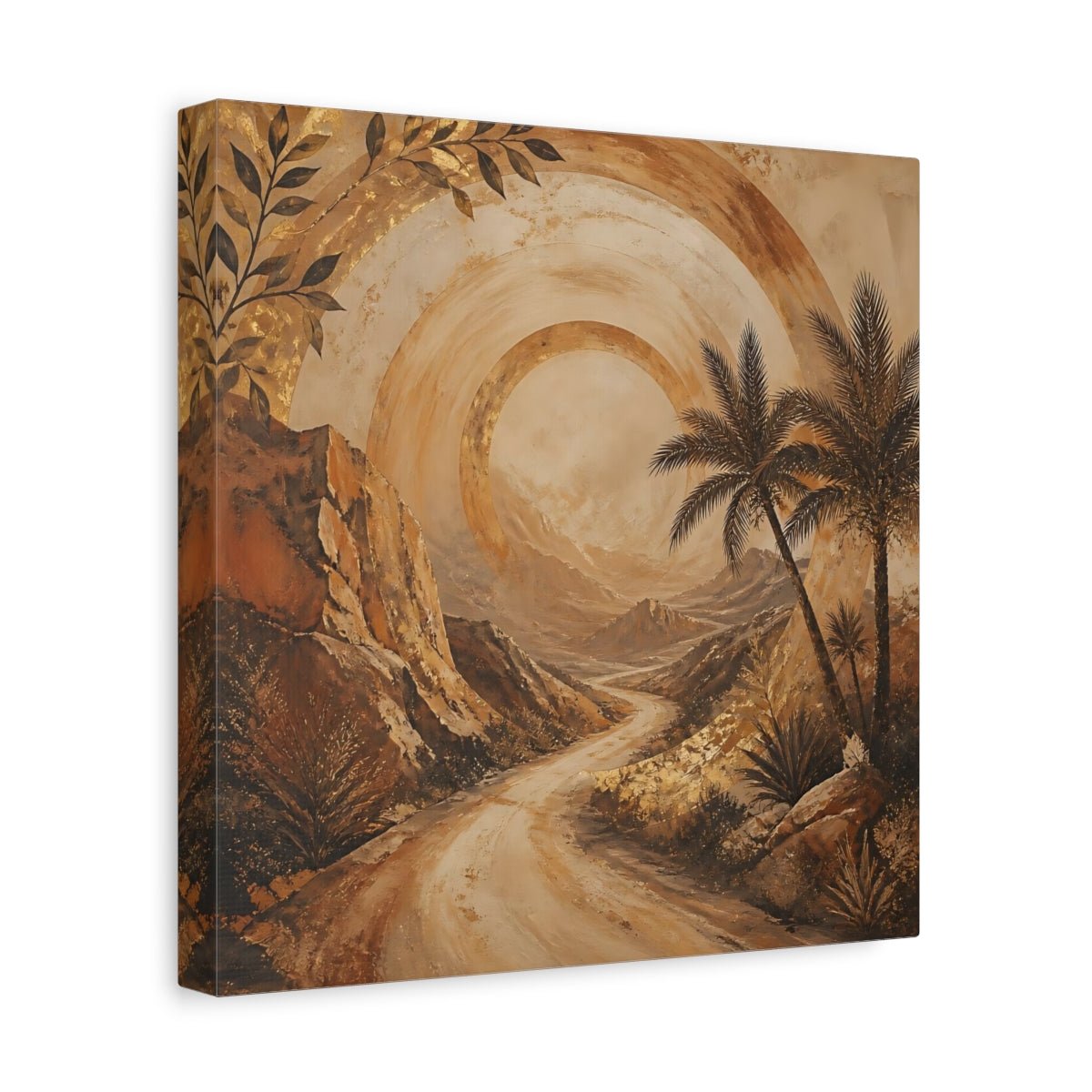 Nature Desert Landscape Brown And Gold Canvas Print – Textured Decor for Living Room, Above Sofa - YesArtYes