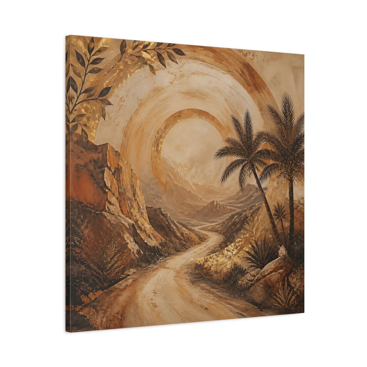 Nature Desert Landscape Brown And Gold Canvas Print – Textured Decor for Living Room, Above Sofa - YesArtYes