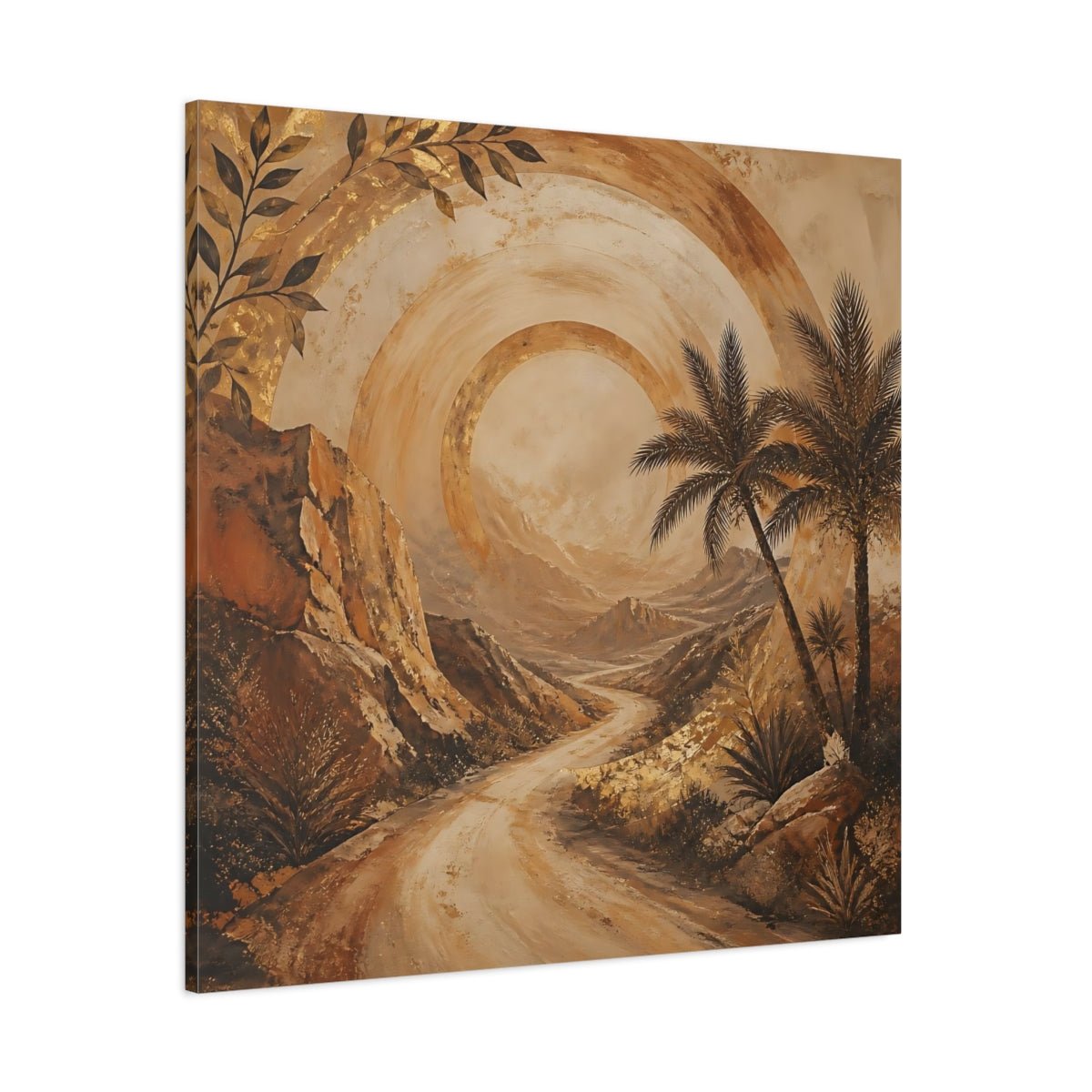 Nature Desert Landscape Brown And Gold Canvas Print – Textured Decor for Living Room, Above Sofa - YesArtYes