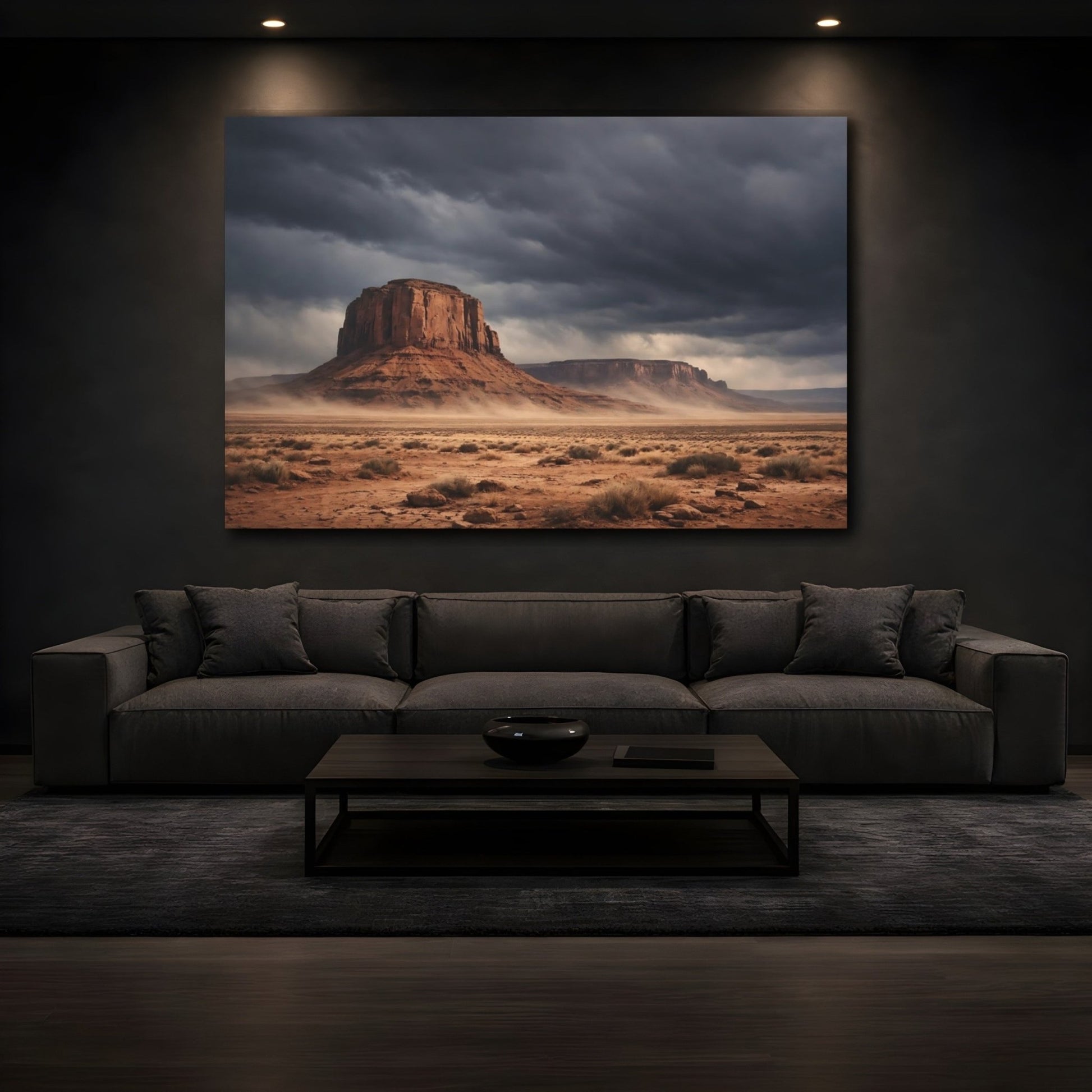 Nature Desert Landscape Brown And Gray - Canvas Wall Art Print - YesArtYes
