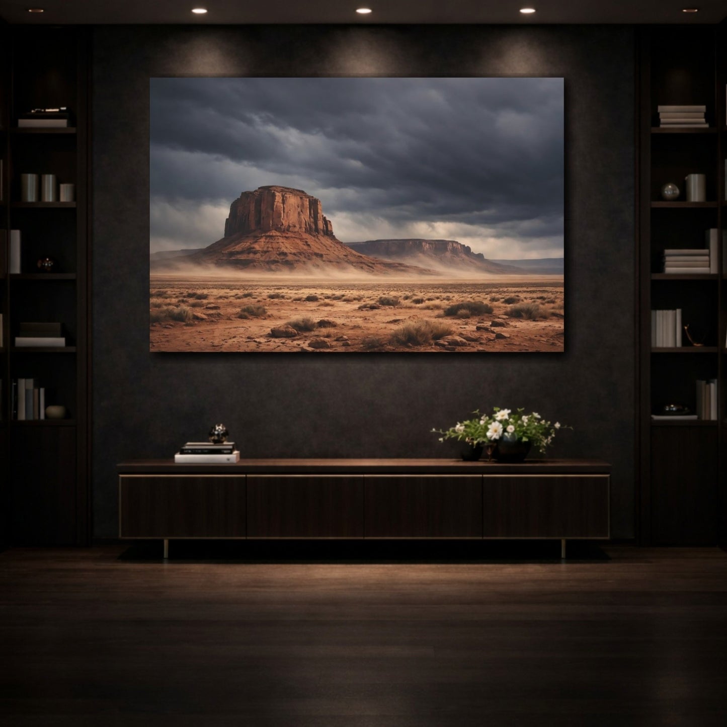 Nature Desert Landscape Brown And Gray - Canvas Wall Art Print - YesArtYes