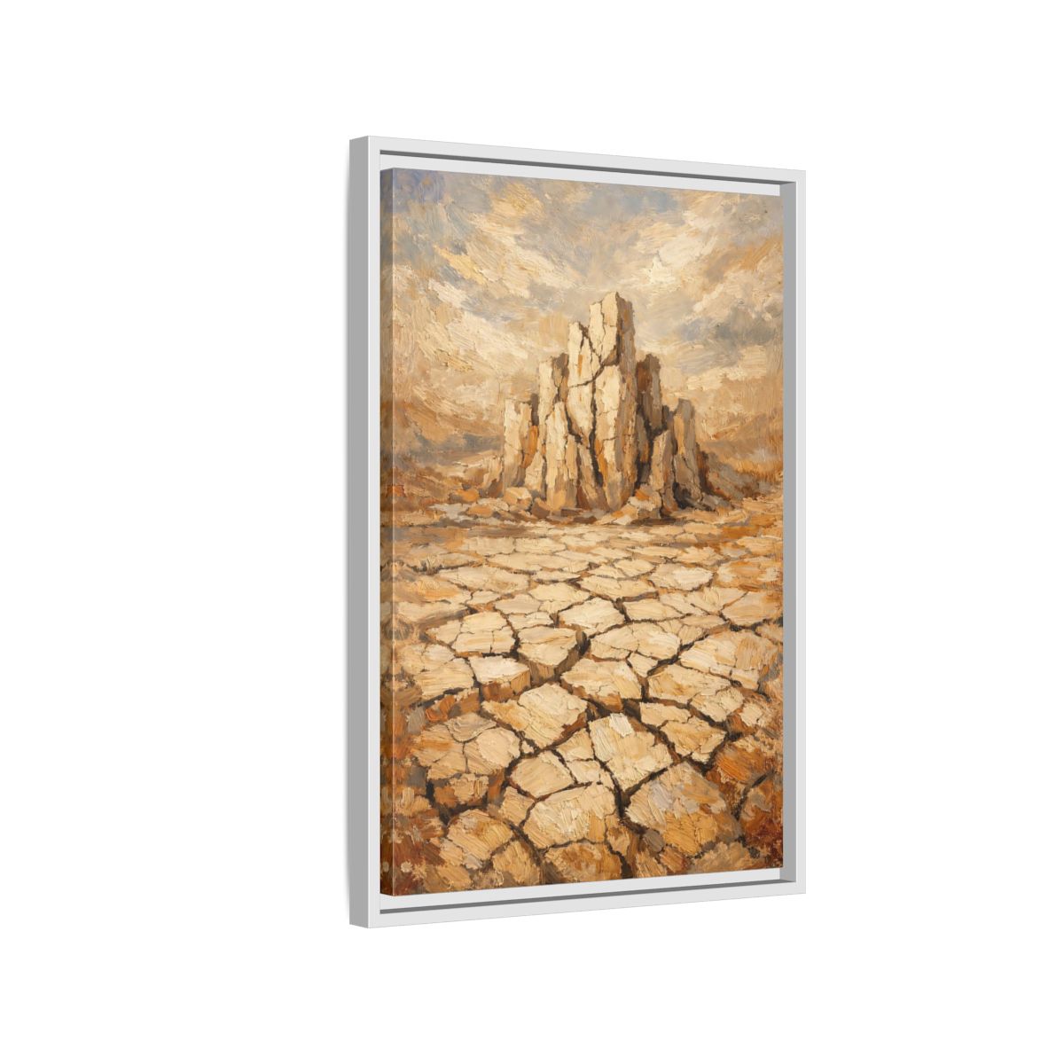 Side Mockup 1. Nature Desert Landscape Brown And Tan Desert shown as stretched canvas wall art