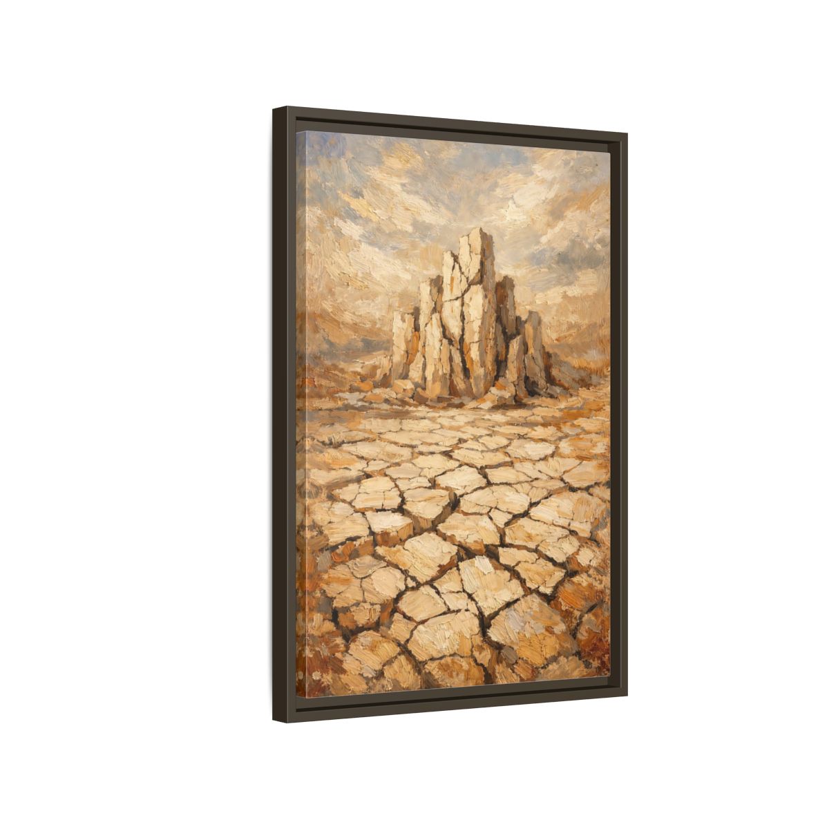 Side Mockup 2. Nature Desert Landscape Brown And Tan Desert shown as stretched canvas wall art
