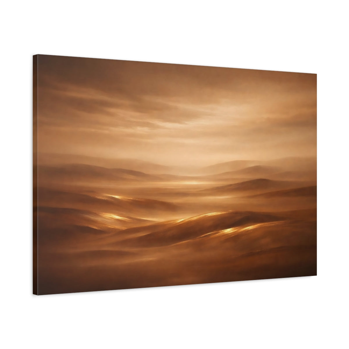 Side Mockup 1. Nature Desert Landscape Brown Gold Landscape shown as stretched canvas wall art