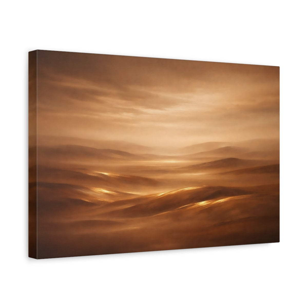 Side Mockup 4. Nature Desert Landscape Brown Gold Landscape shown as stretched canvas wall art