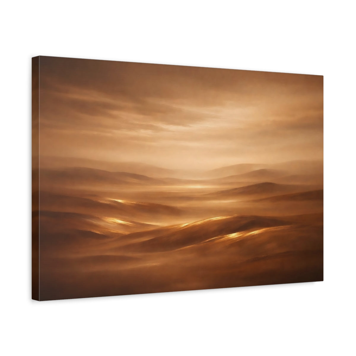 Side Mockup 3. Nature Desert Landscape Brown Gold Landscape shown as stretched canvas wall art