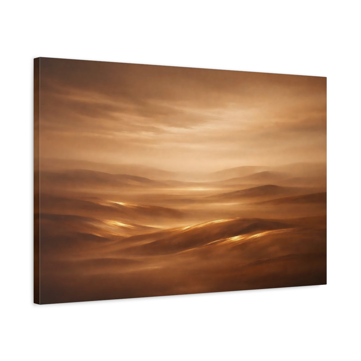 Side Mockup 2. Nature Desert Landscape Brown Gold Landscape shown as stretched canvas wall art