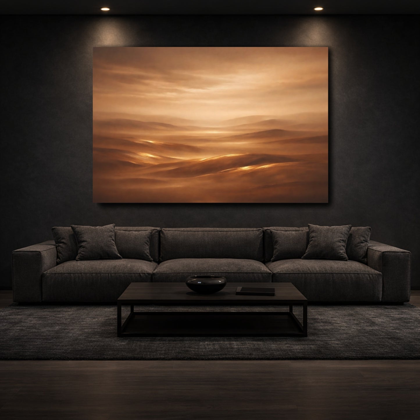 Mockup 2. Nature Desert Landscape Brown Gold Landscape shown as stretched canvas wall art