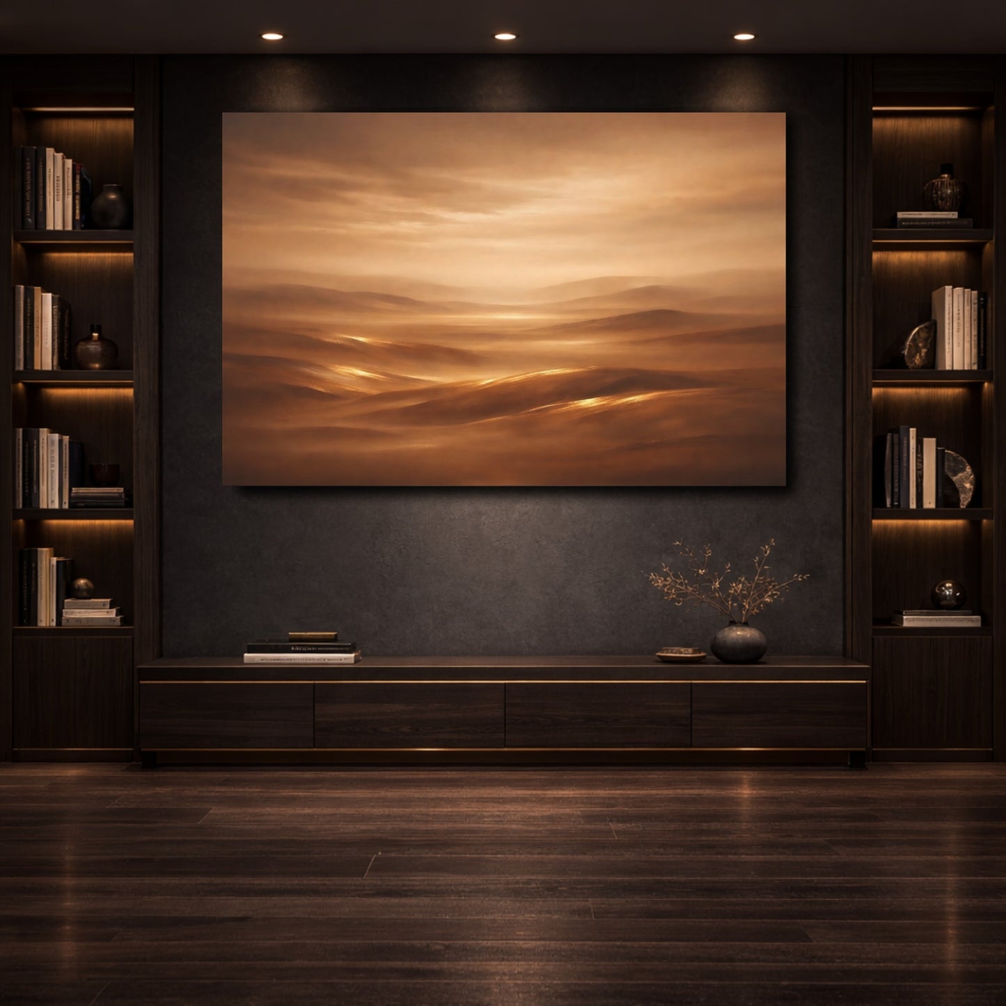 Mockup 3. Nature Desert Landscape Brown Gold Landscape shown as stretched canvas wall art