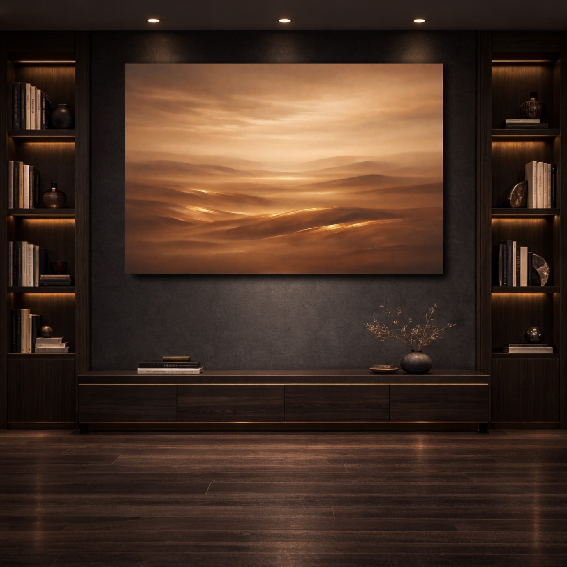 Mockup 3. Nature Desert Landscape Brown Gold Landscape shown as stretched canvas wall art