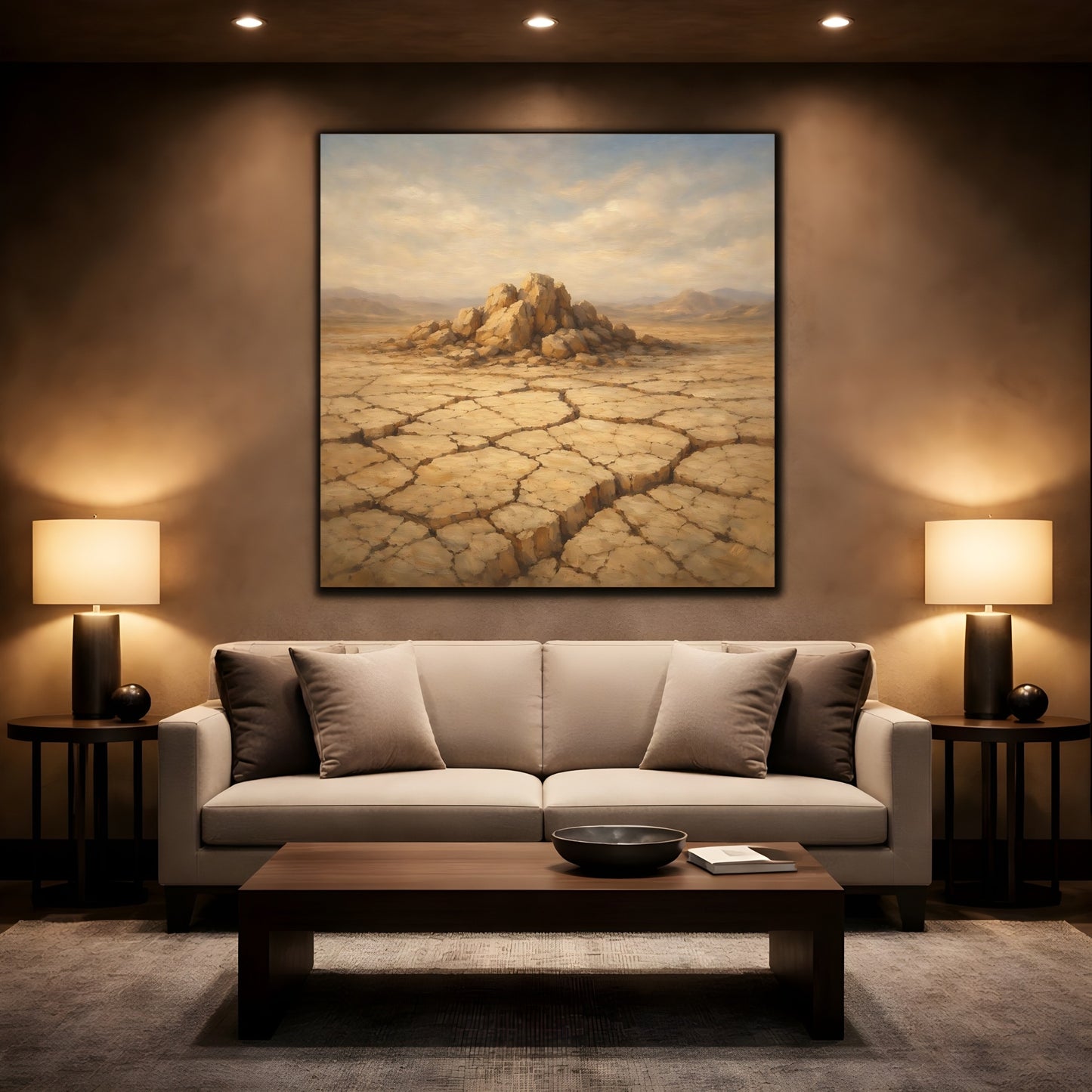 Mockup 2. Nature Desert Landscape Brown Landscape shown as stretched canvas wall art