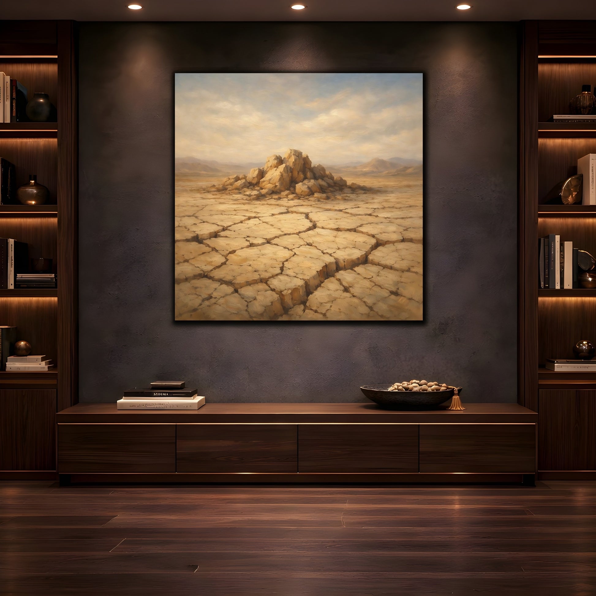 Mockup 4. Nature Desert Landscape Brown Landscape shown as stretched canvas wall art