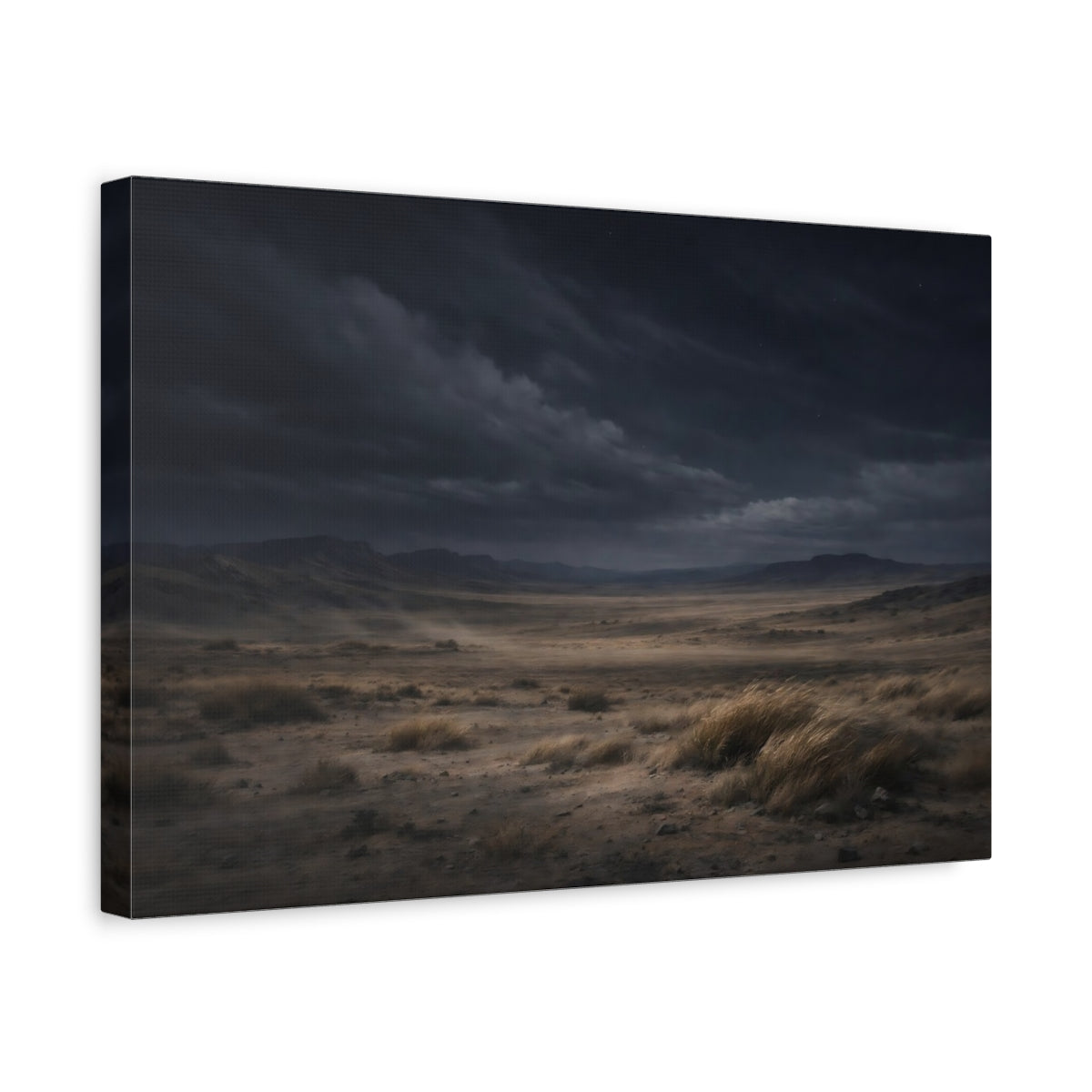 Side Mockup 4. Nature Desert Landscape Dark Desert Landscape shown as stretched canvas wall art