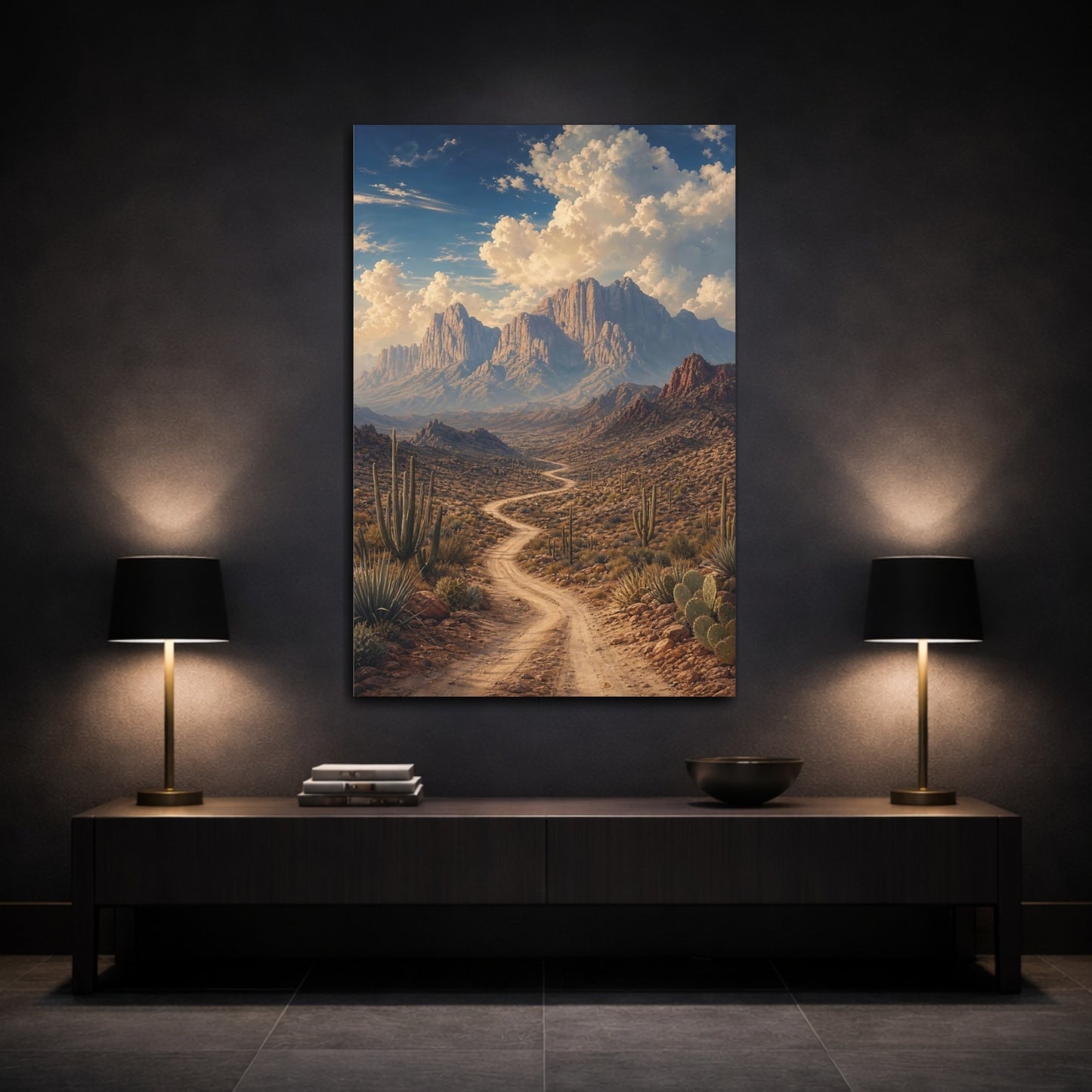 Mockup 3. Nature Desert Landscape Desert Landscape shown as stretched canvas wall art