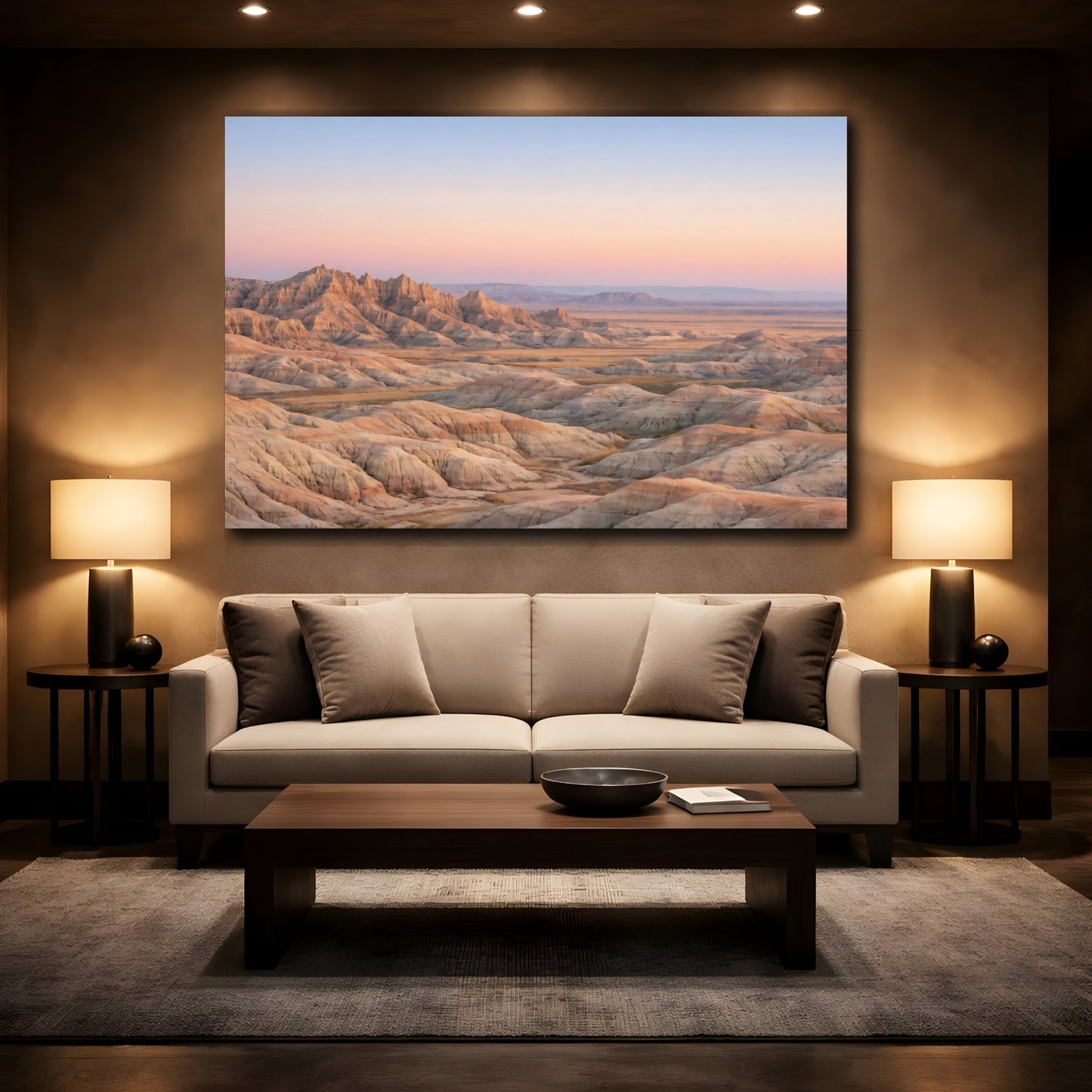 Mockup 3. Nature Desert Landscape Desert Landscape Sunset shown as stretched canvas wall art