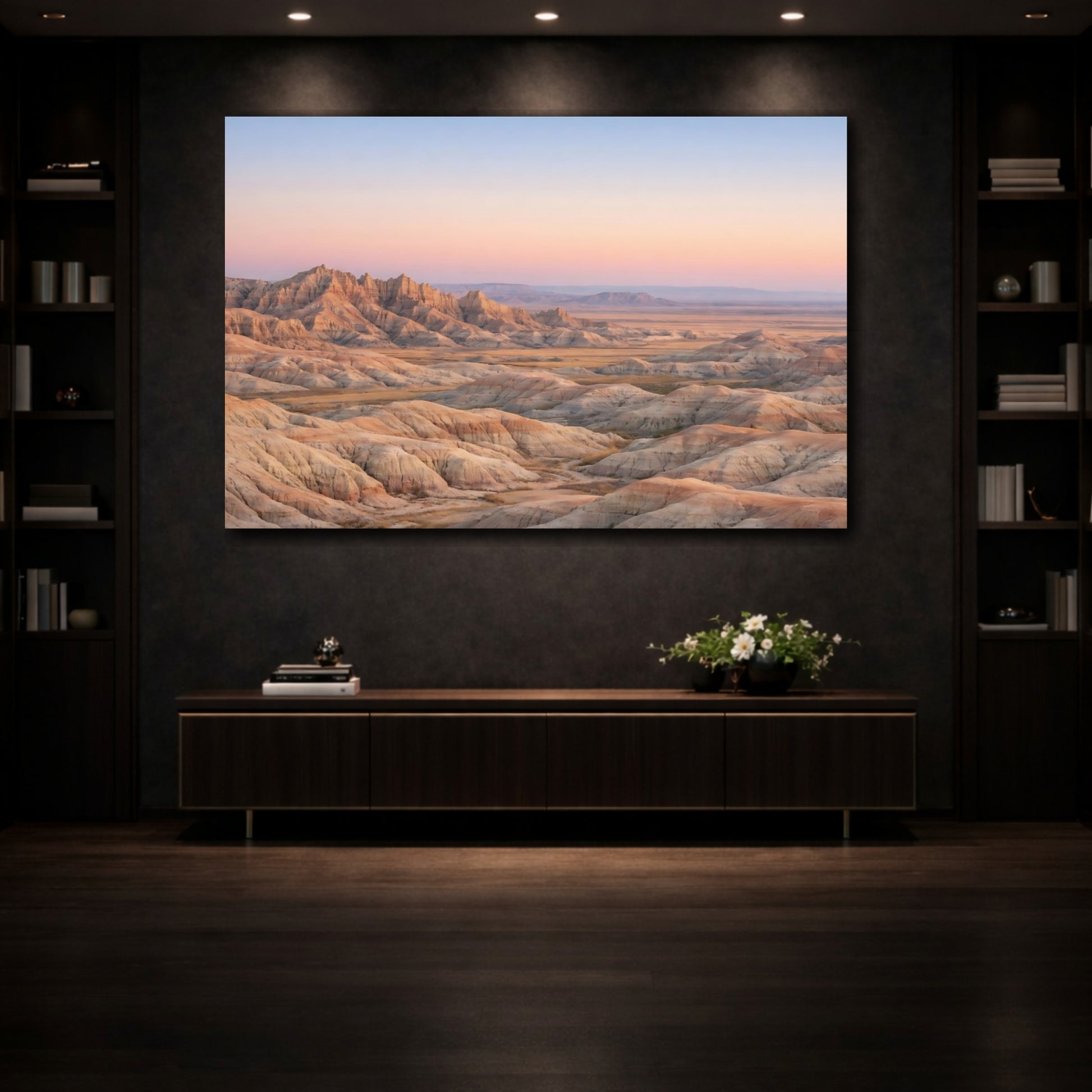 Mockup 4. Nature Desert Landscape Desert Landscape Sunset shown as stretched canvas wall art