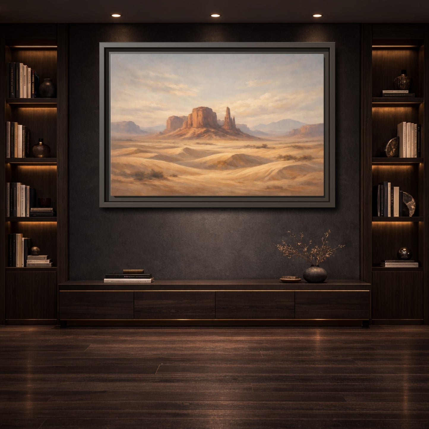 Mockup 3. Nature Desert Landscape Desert Landscape Warm Tones shown as stretched canvas wall art