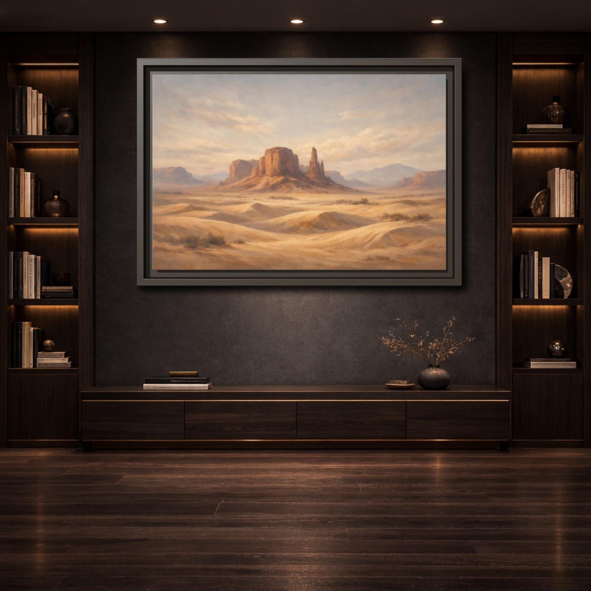 Mockup 3. Nature Desert Landscape Desert Landscape Warm Tones shown as stretched canvas wall art