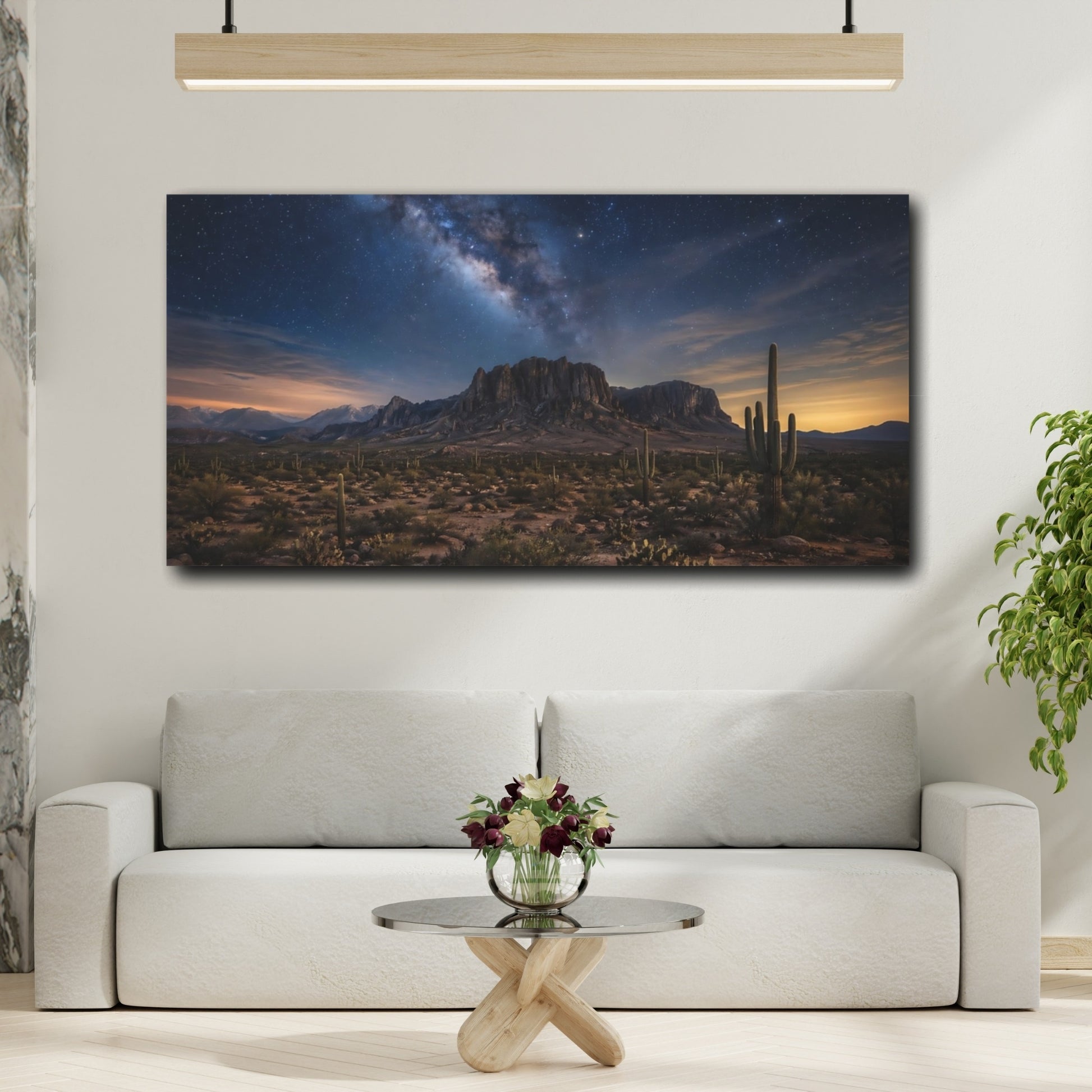 Mockup 3. Nature Desert Landscape Desert Night Sky shown as stretched canvas wall art