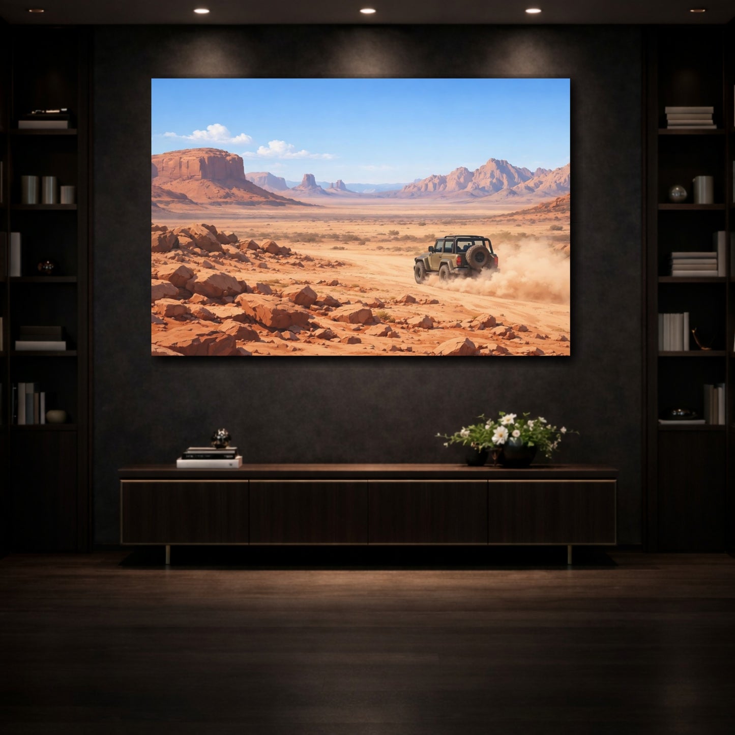 Mockup 4. Nature Desert Landscape Desert Off-Road shown as stretched canvas wall art