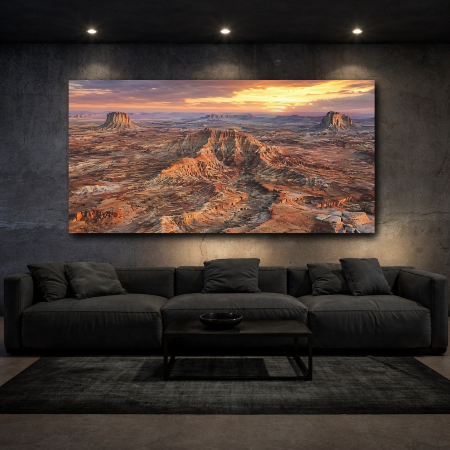 Mockup 2. Nature Desert Landscape Desert Sunset shown as stretched canvas wall art