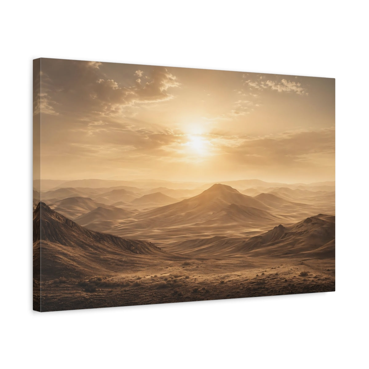 Side Mockup 3. Nature Desert Landscape Golden Desert shown as stretched canvas wall art