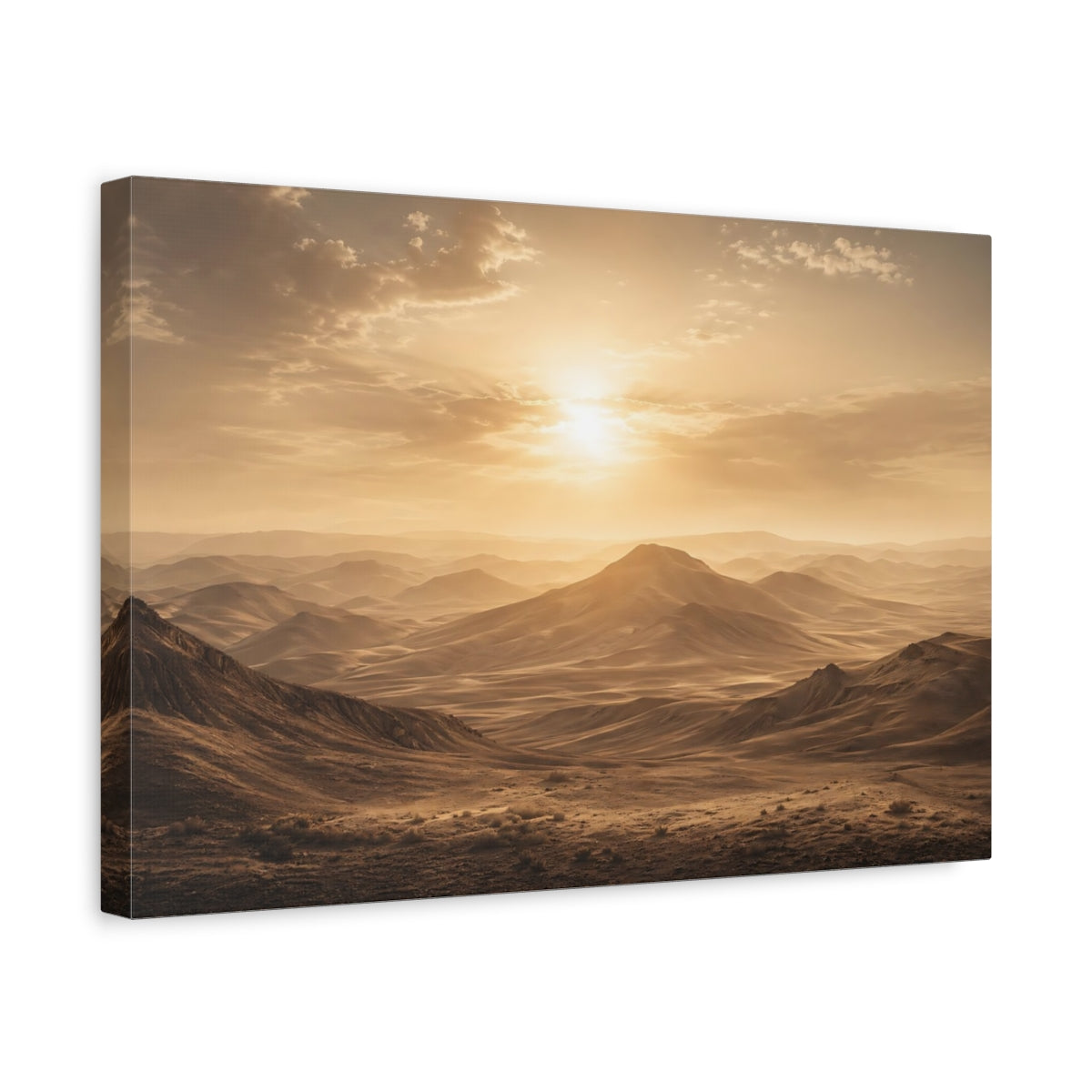 Side Mockup 4. Nature Desert Landscape Golden Desert shown as stretched canvas wall art