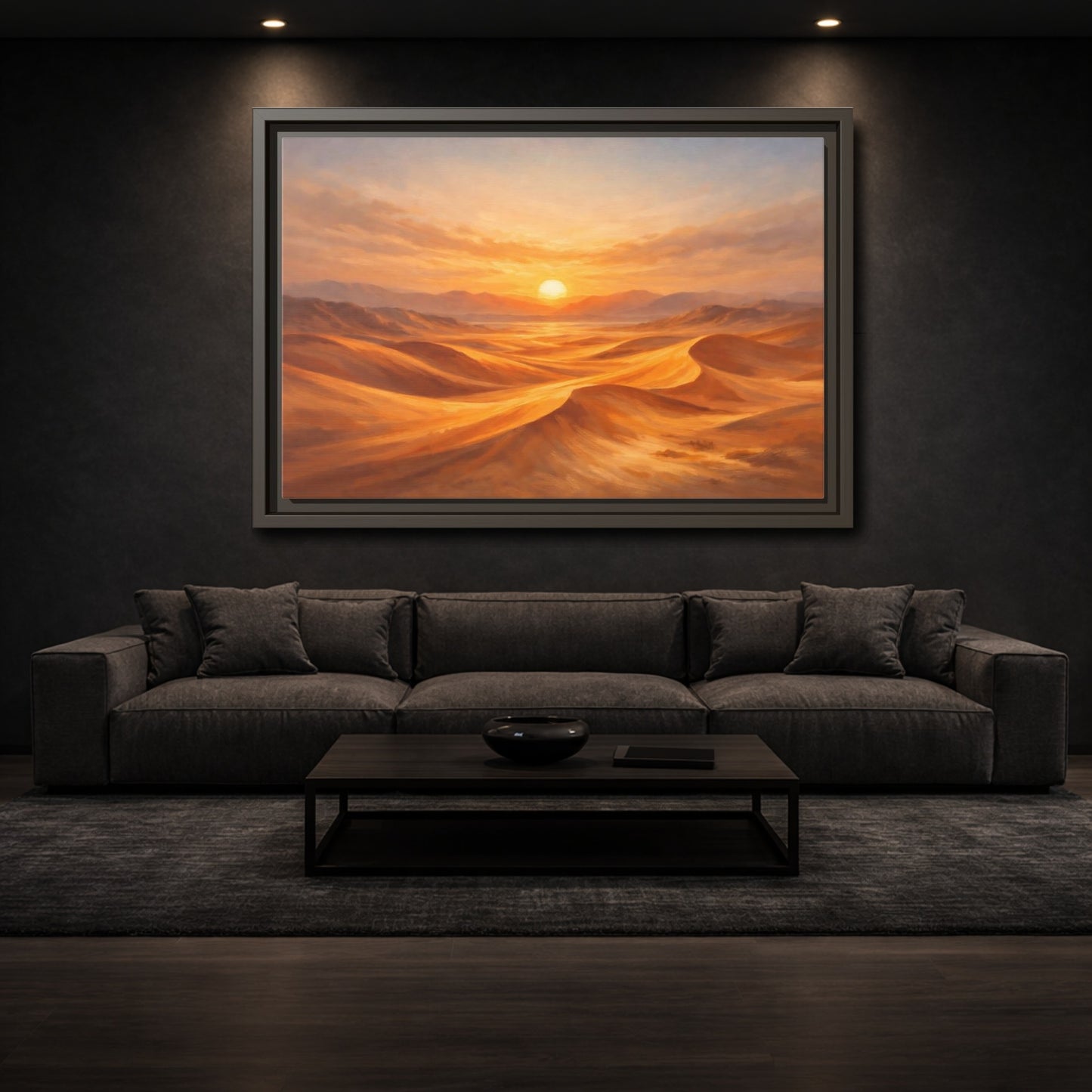 Mockup 2. Nature Desert Landscape Golden Desert shown as stretched canvas wall art