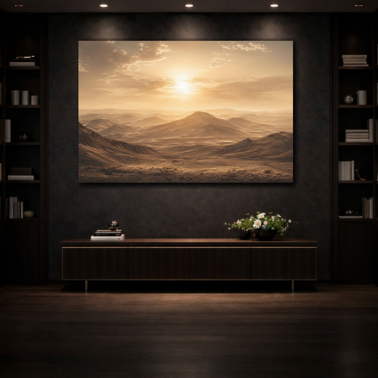 Mockup 3. Nature Desert Landscape Golden Desert shown as stretched canvas wall art