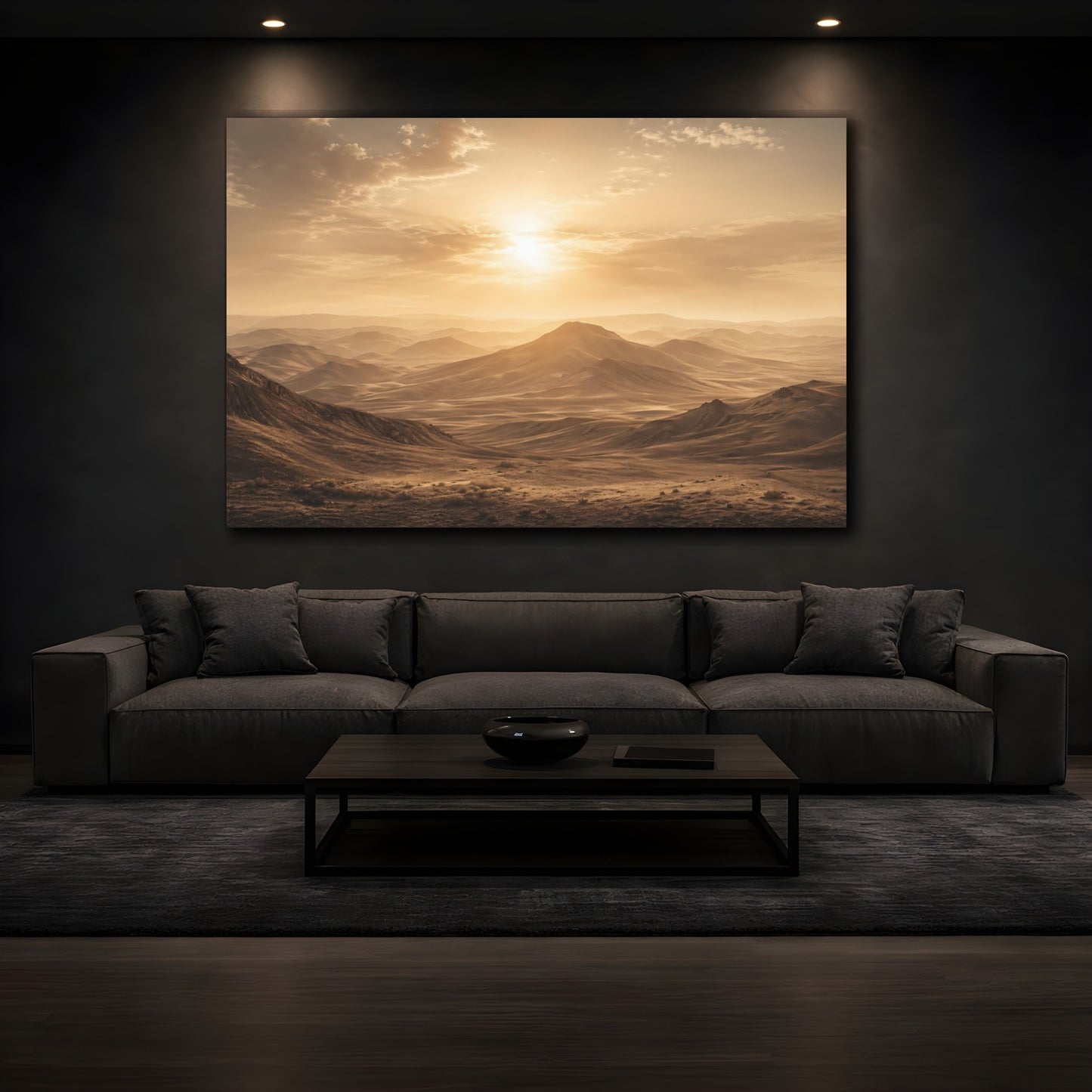Mockup 4. Nature Desert Landscape Golden Desert shown as stretched canvas wall art