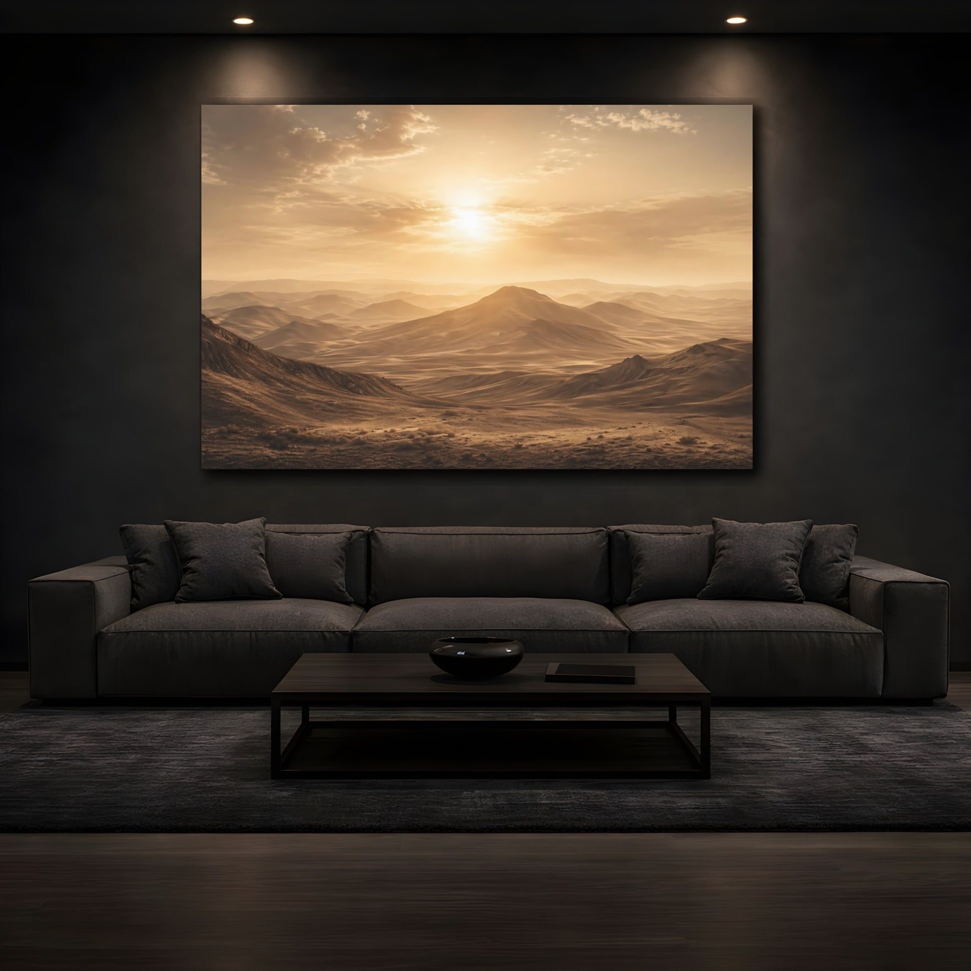 Mockup 4. Nature Desert Landscape Golden Desert shown as stretched canvas wall art