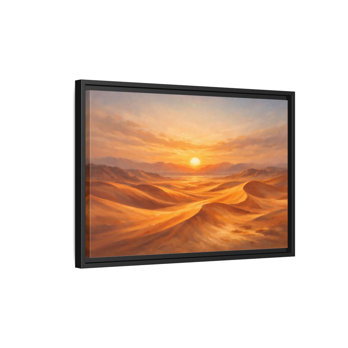 Side Mockup 3. Nature Desert Landscape Golden Desert shown as stretched canvas wall art