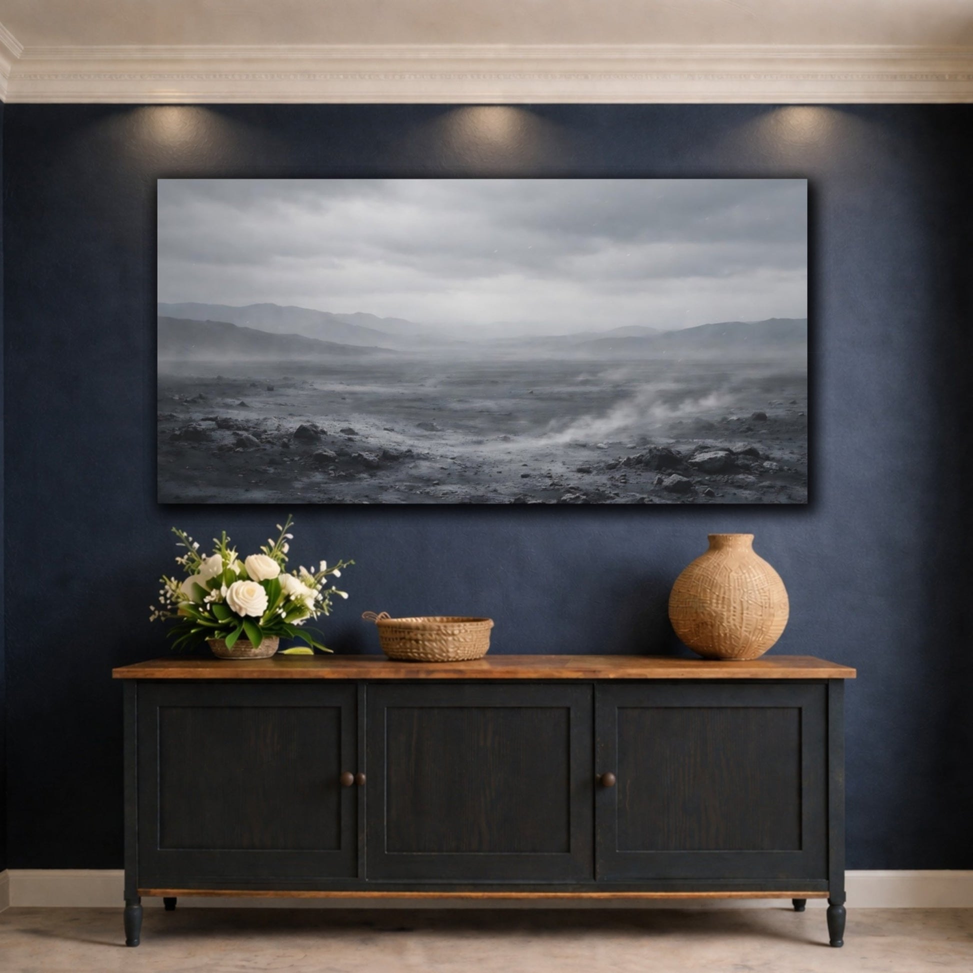 Nature Desert Landscape Monochrome - Canvas Wall Art Print - YesArtYes
