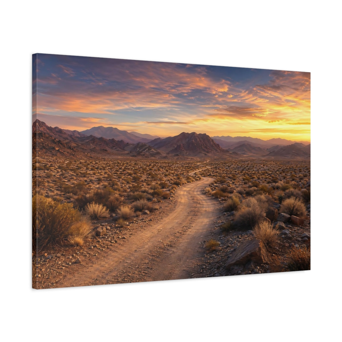 Main Mockup. Nature Desert Landscape Orange And Brown shown as stretched canvas wall art