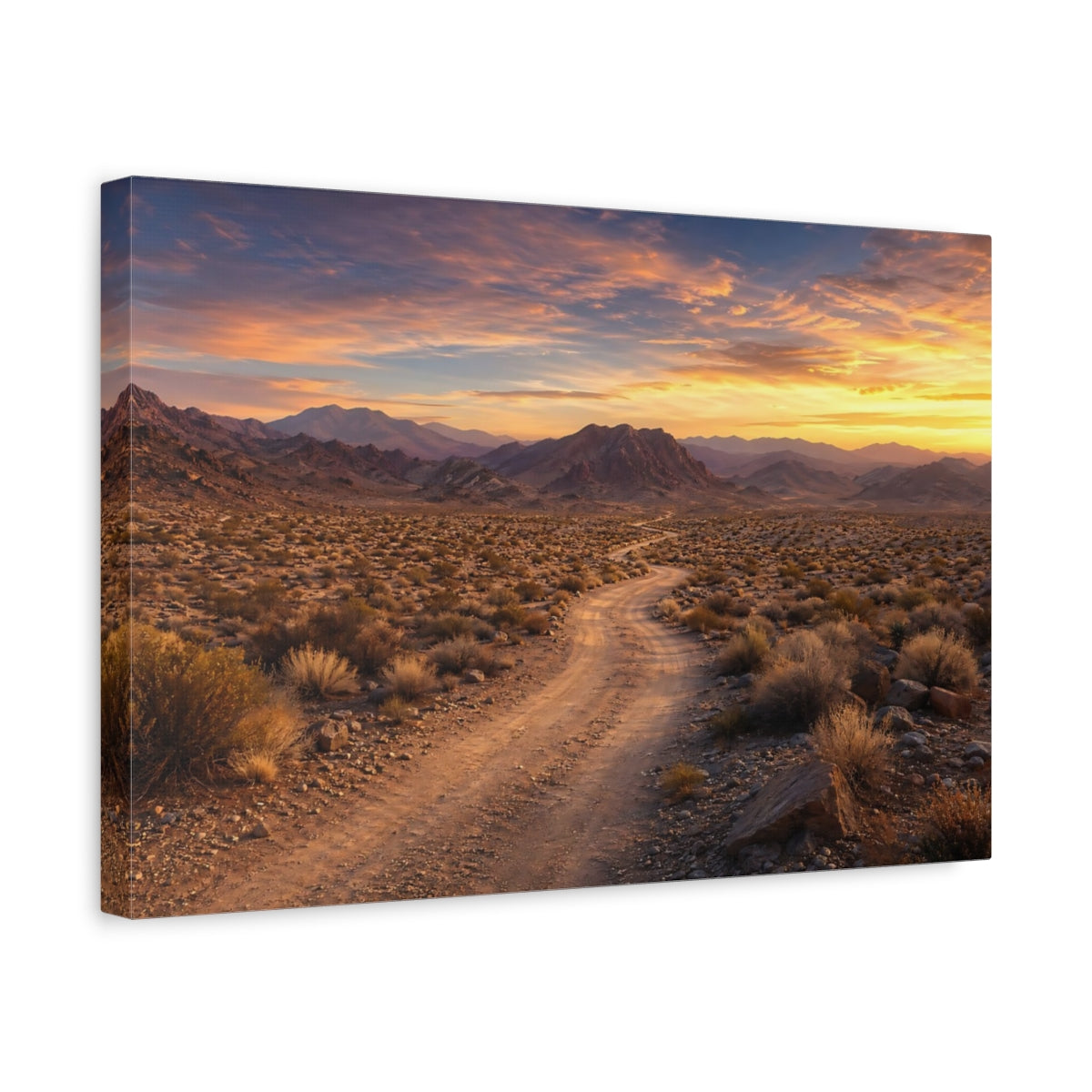 Side Mockup 4. Nature Desert Landscape Orange And Brown shown as stretched canvas wall art