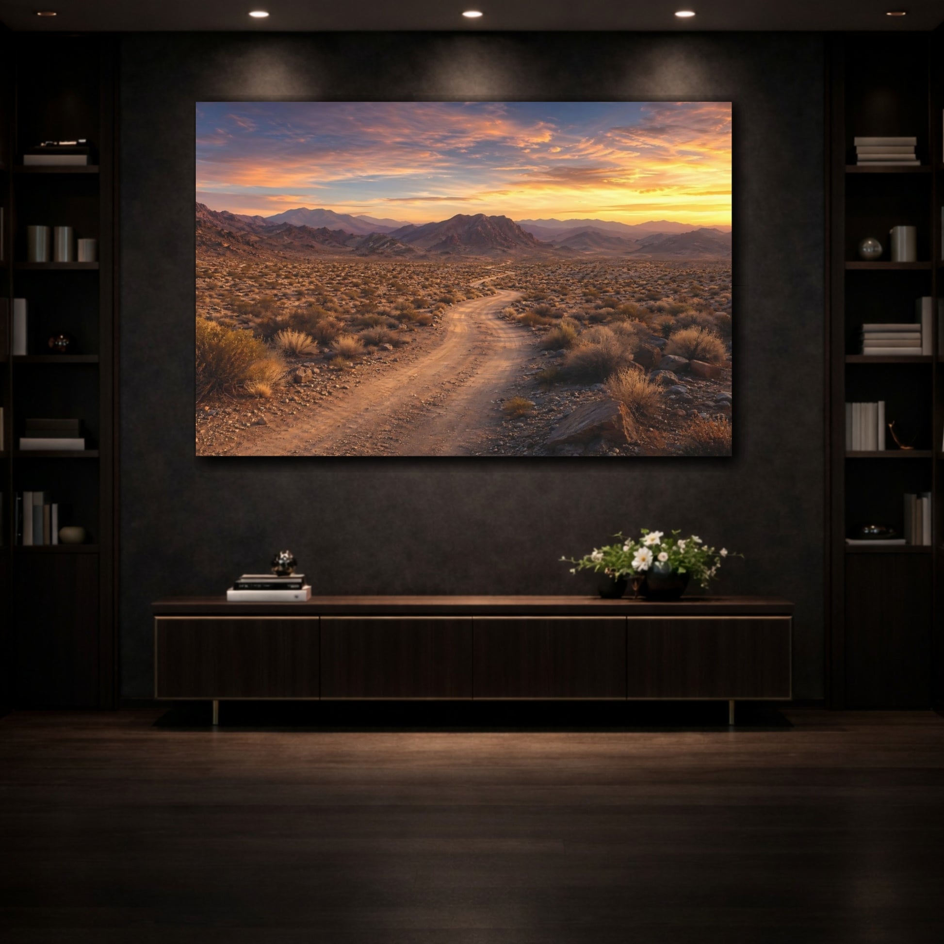 Mockup 3. Nature Desert Landscape Orange And Brown shown as stretched canvas wall art