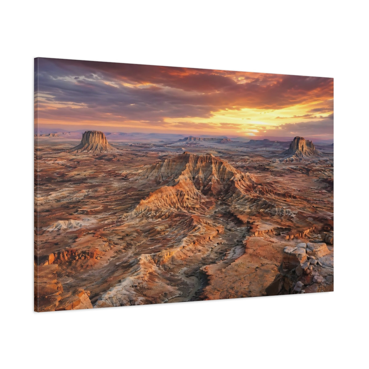 Side Mockup 1. Nature Desert Landscape Orange Landscape shown as stretched canvas wall art