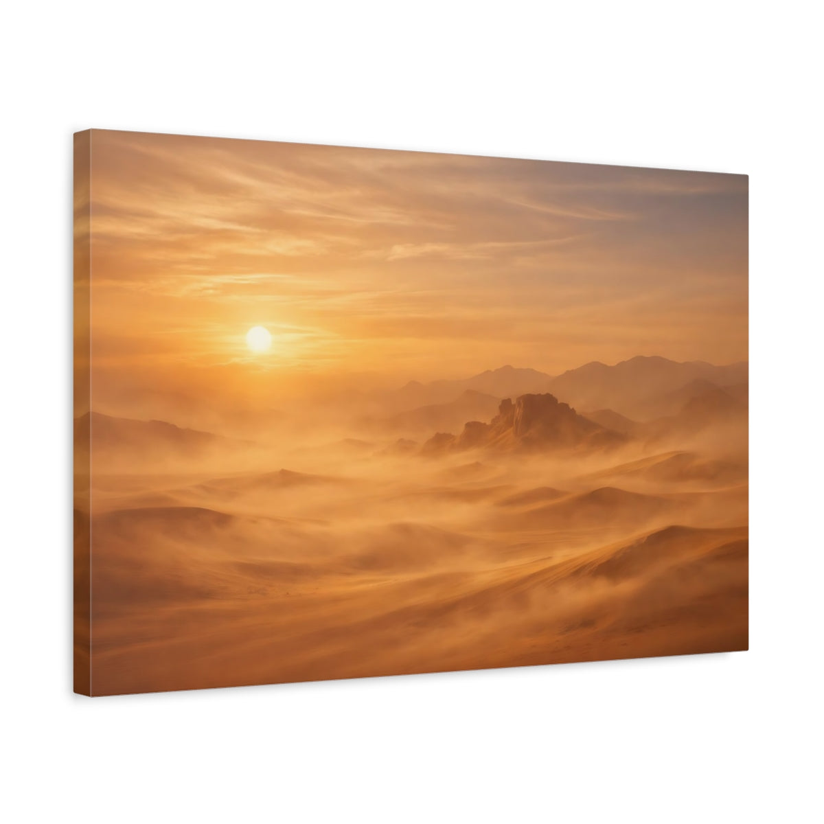 Side Mockup 3. Nature Desert Landscape Orange Desert shown as stretched canvas wall art