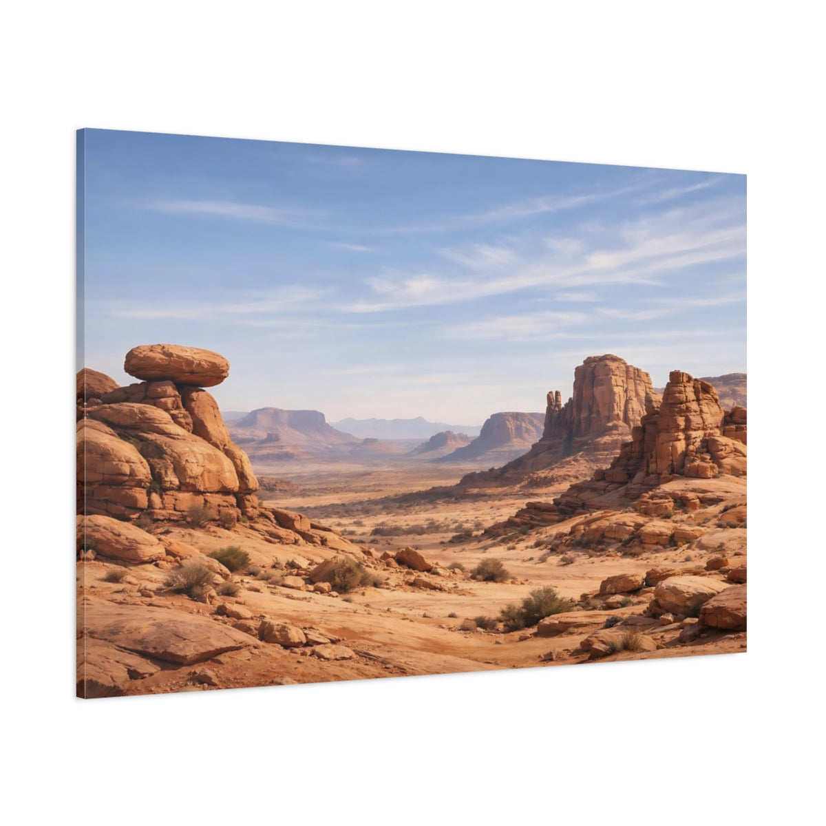 Side Mockup 1. Nature Desert Landscape Orange Desert Landscape shown as stretched canvas wall art