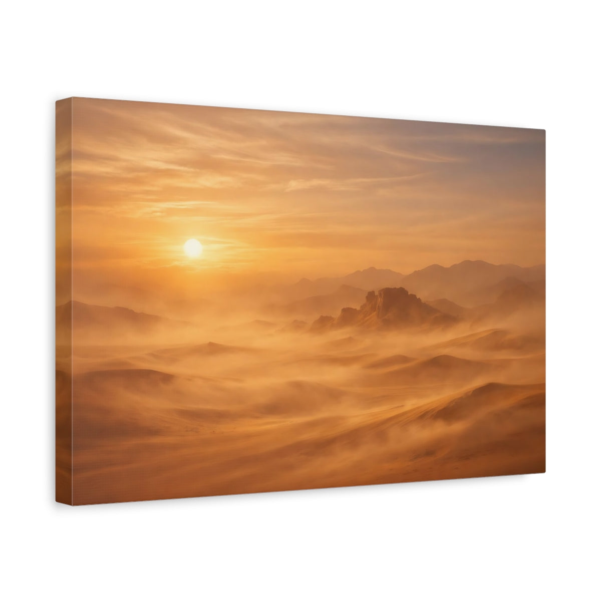 Side Mockup 4. Nature Desert Landscape Orange Desert shown as stretched canvas wall art