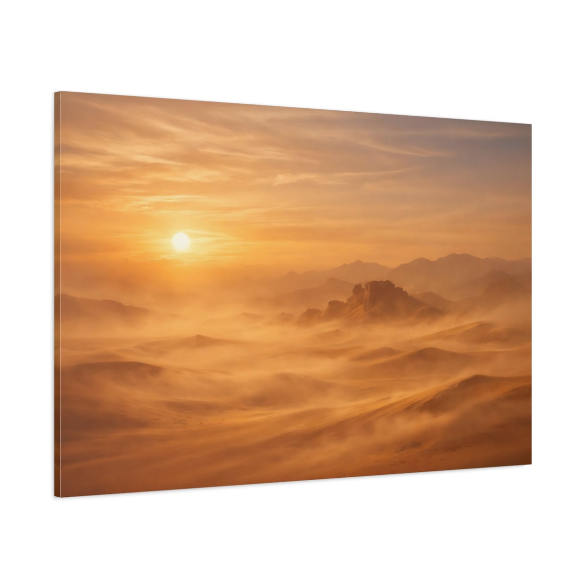 Side Mockup 1. Nature Desert Landscape Orange Desert shown as stretched canvas wall art