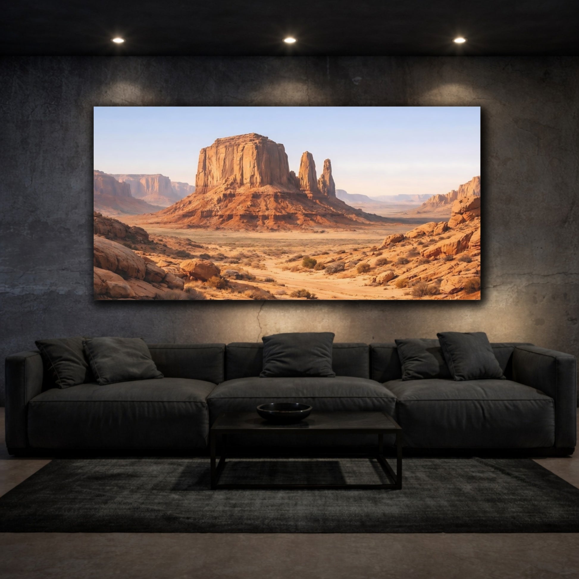 Mockup 2. Nature Desert Landscape Orange Desert Landscape shown as stretched canvas wall art