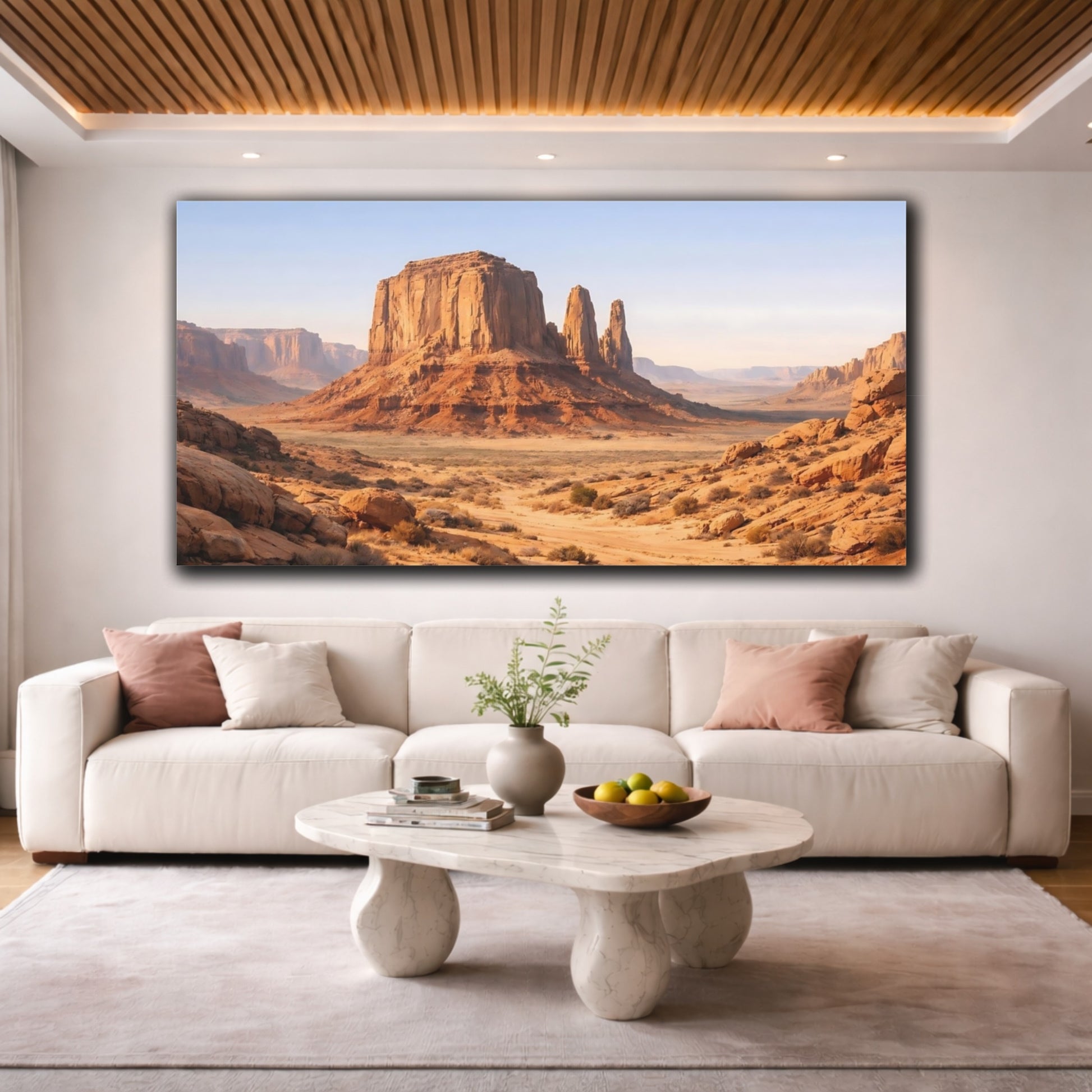 Mockup 3. Nature Desert Landscape Orange Desert Landscape shown as stretched canvas wall art