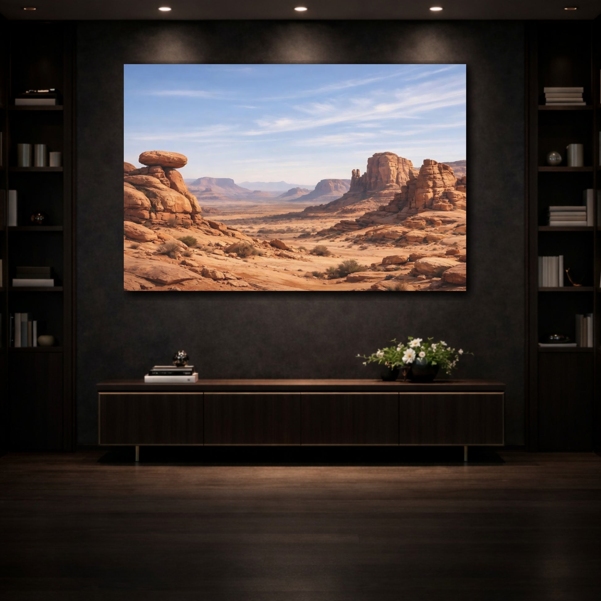 Mockup 3. Nature Desert Landscape Orange Desert Landscape shown as stretched canvas wall art