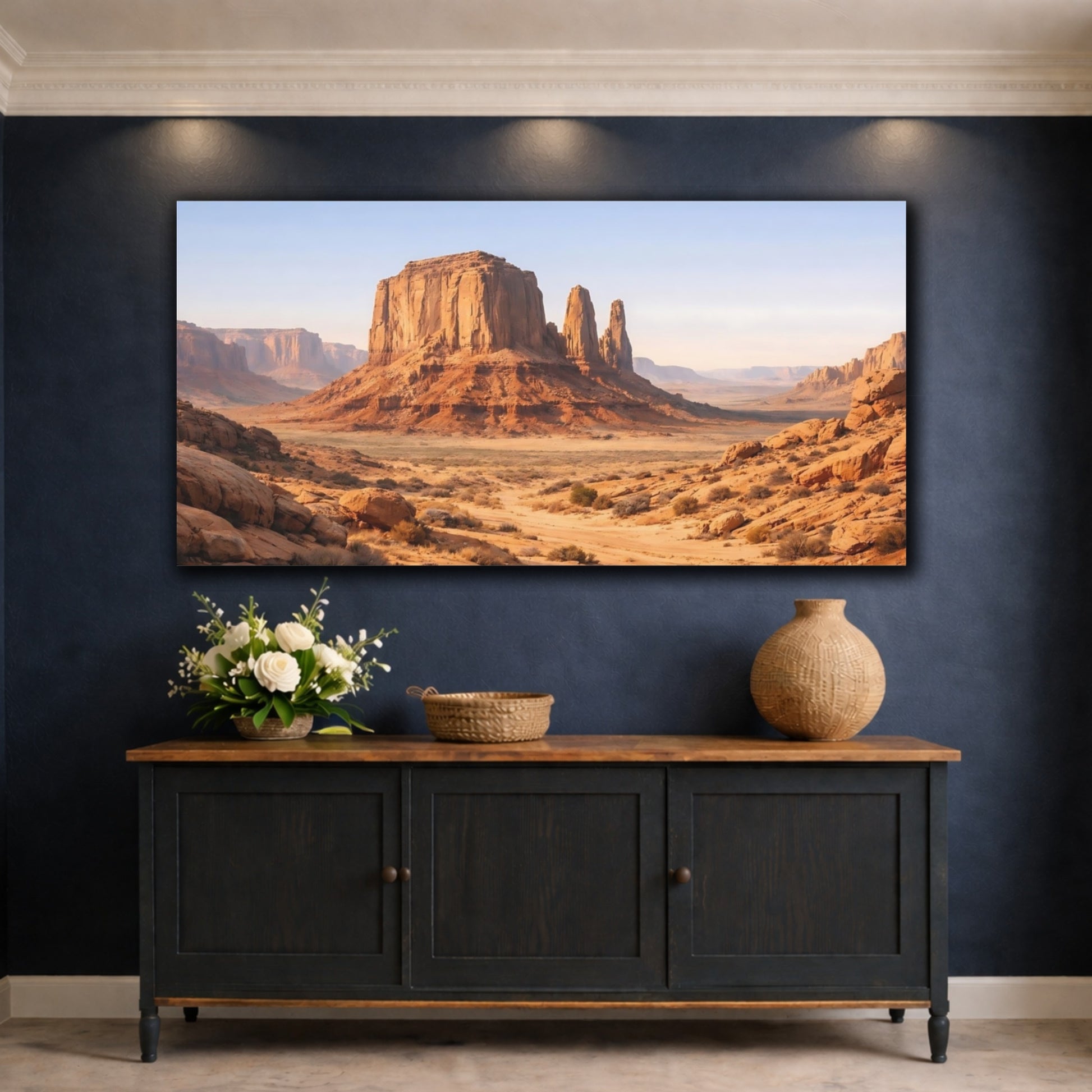 Mockup 4. Nature Desert Landscape Orange Desert Landscape shown as stretched canvas wall art