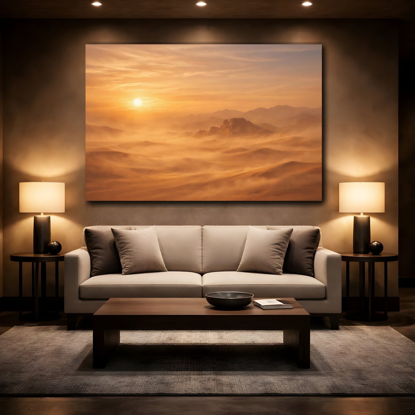 Mockup 2. Nature Desert Landscape Orange Desert shown as stretched canvas wall art