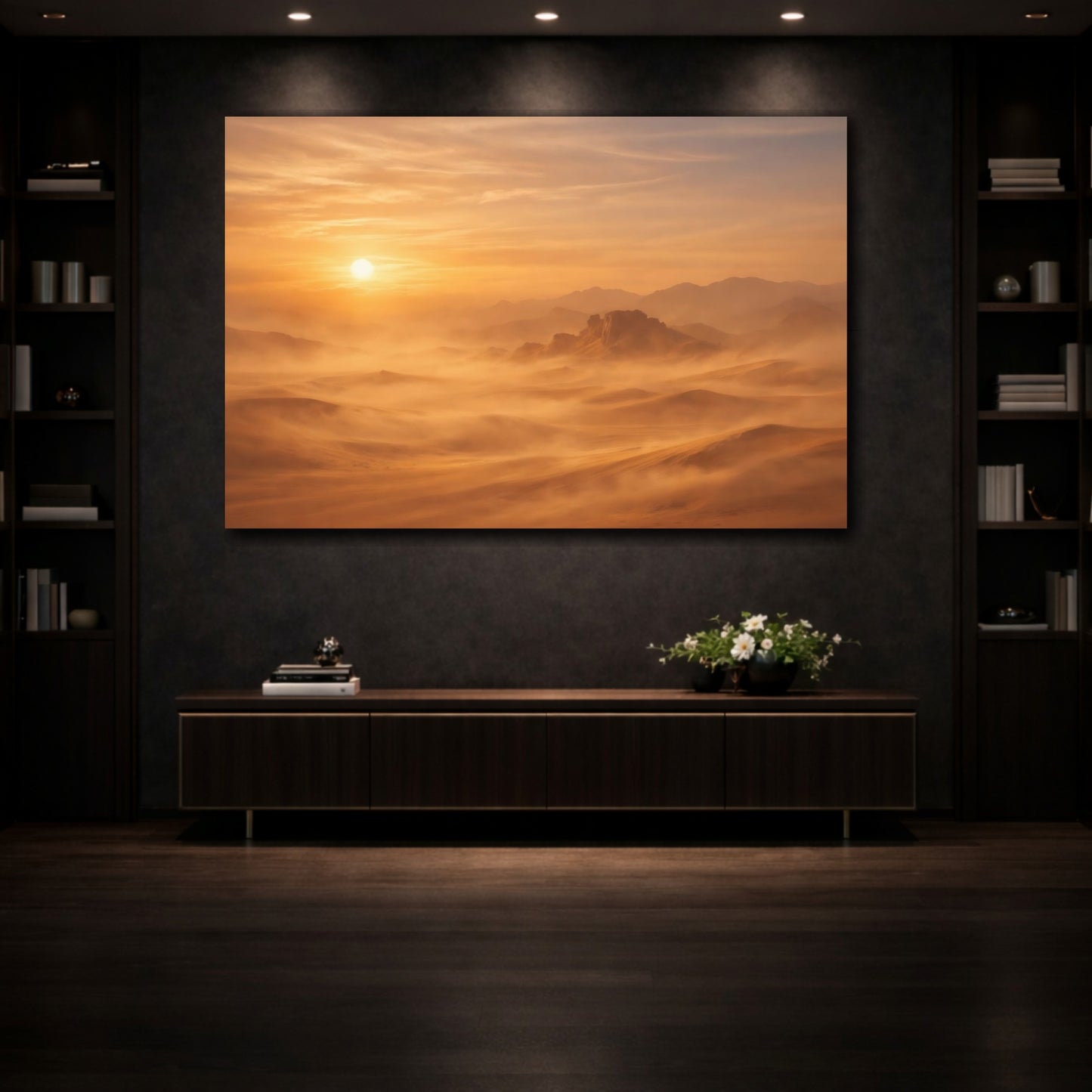 Mockup 3. Nature Desert Landscape Orange Desert shown as stretched canvas wall art